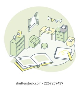 Read picture books in the children's room.
Spend free time drawing pictures, etc.