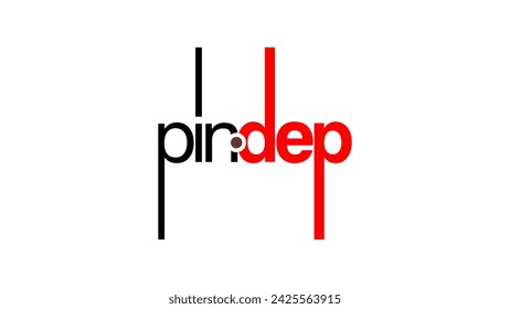 Leer como PINDEP logo letra tipografía combinación de color negro y rojo con punto marrón editable y separado