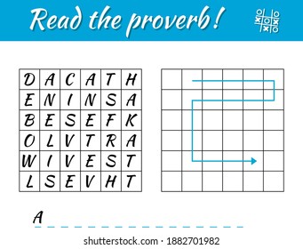 Read the proverb. Educational game for kids. Write the result on the line below