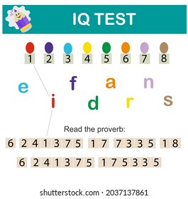 Read the proverb. IQ Test. Intelligence puzzle, Visual intelligence. 