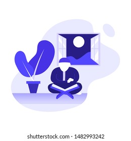 Read Qur'an Muslim Islam Praying illustration flat design