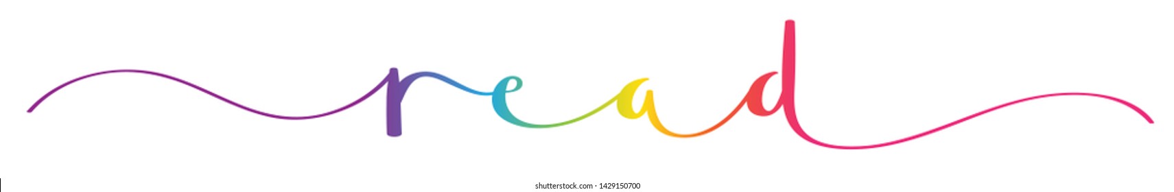 READ rainbow brush calligraphy concept word banner