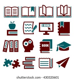 read, reading, book icon set