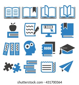 read, reading, book icon set
