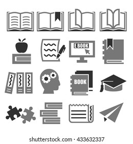 read, reading, book icon set