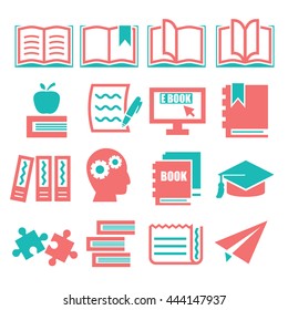 read, reading, book icon set