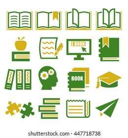 read, reading, book icon set