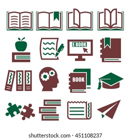 read, reading, book icon set
