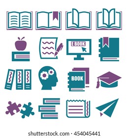read, reading, book icon set