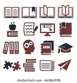 read, reading, book icon set