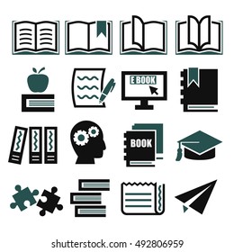 read, reading, book icon set