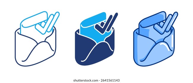 Read Receipt 3d icon vector style for communication user interface Blue, Dualline, Dualtone style.