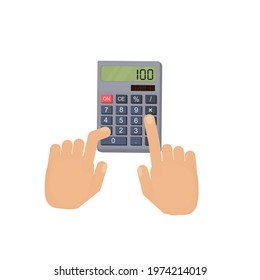 Read the report on the calculator. Accounting, vector illustration