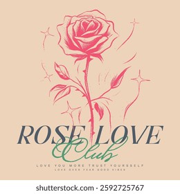 Read rose Flowers vector graphics. Vintage floral print vector artwork for t shirt. boys and girls vector t shirt design. Rock tour. Rock and roll tour t shirt print design. Rose flower graphics