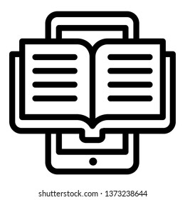 Read smartphone book icon. Outline read smartphone book vector icon for web design isolated on white background