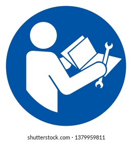 Read Technical Manual Before Servicing Symbol Sign, Vector Illustration, Isolate On White Background Label .EPS10  