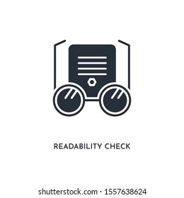 readability check icon. simple element illustration. isolated trendy filled readability check icon on white background. can be used for web, mobile, ui.