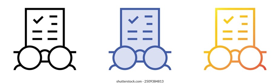 icono de legibilidad. Lineal, relleno azul y diseño de estilo degradado aislado sobre fondo blanco