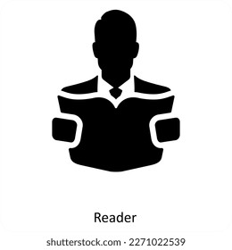 reader and book icon concept