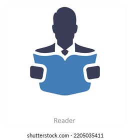Reader and Book Reading icon concept