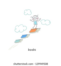 Reader of books. Illustration.