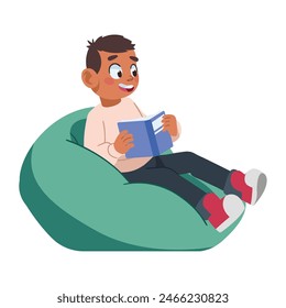 reader boy happy isolated design