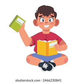 niño lector en el diseño aislado del libro