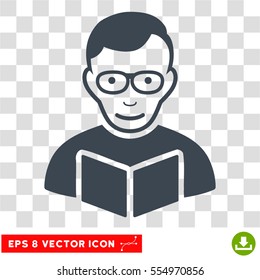 Reader EPS vector pictogram. Illustration style is flat iconic smooth blue symbol on chess transparent background.