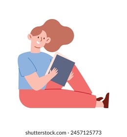 lector femenino con un diseño aislado del libro