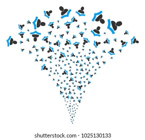 Reader festive fountain. Vector illustration style is flat iconic symbols. Object fountain made from random pictograms as reader fireworks.