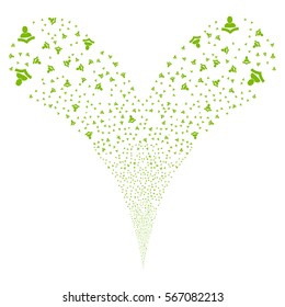 Reader fireworks stream. Vector illustration style is flat eco green iconic symbols on a white background. Object double fountain done from random pictographs.