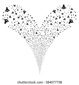 Reader fireworks stream. Vector illustration style is flat black iconic symbols on a white background. Object double fountain constructed from random symbols.