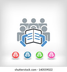 Reader with a group of listeners concept icon