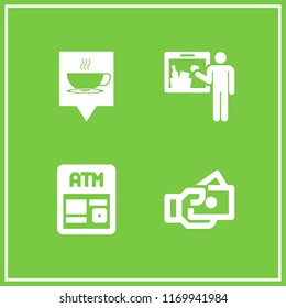 reader icon. 4 reader vector set. pay, scanner, atm and coffee shop pin icons for web and design about reader theme