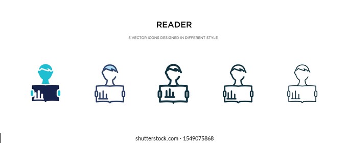 reader icon in different style vector illustration. two colored and black reader vector icons designed in filled, outline, line and stroke style can be used for web, mobile, ui