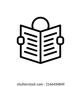 Reader Icon. Line Art Style Design Isolated On White Background