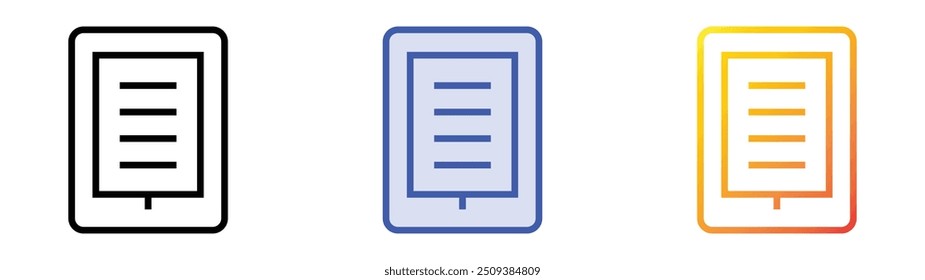 reader icon. Linear, Blue Fill and Gradient Style Design Isolated On White Background