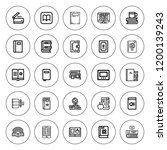 Reader icon set. collection of 25 outline reader icons with book, books, ebook, ereader, ibooks icons. editable icons.