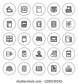 Reader icon set. collection of 25 outline reader icons with book, books, ebook, ereader, ibooks icons. editable icons.