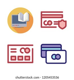 reader icon set. vector set about ebook and credit card icons set.