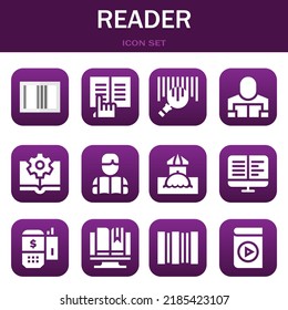 reader icon set. Vector  illustrations related with Barcode, Ebook and Barcode