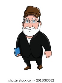 Reader Men Standing Cartoon Character