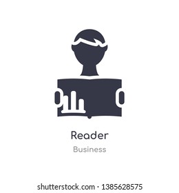 reader outline icon. isolated line vector illustration from business collection. editable thin stroke reader icon on white background