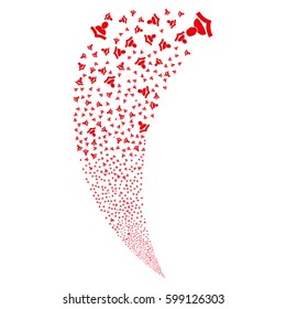 Reader random fireworks stream. Vector illustration style is flat red iconic symbols on a white background. Object fountain done from scattered pictograms.
