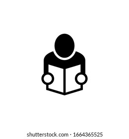 Reader vector icon in black solid flat design icon isolated on white background