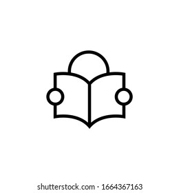 Reader vector icon in linear, outline icon isolated on white background