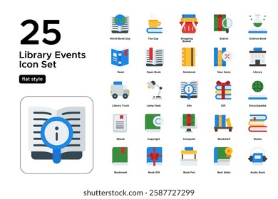 Reading Awareness. Book Festival, Study, and Literature Icons. Knowledge and Learning Symbols. Vector Illustration.