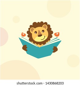 reading baby lion image vector