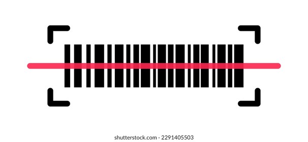 Reading barcode. Barcode scanning. Product identification. Vector.
