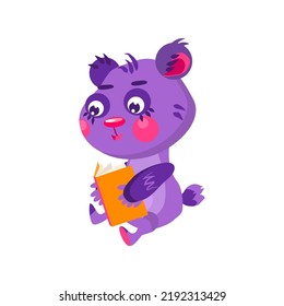 Reading bear . Character design. Can be used for branding, graphic design, product for children, stickers for social network. Isolated vector  illustration on white background.